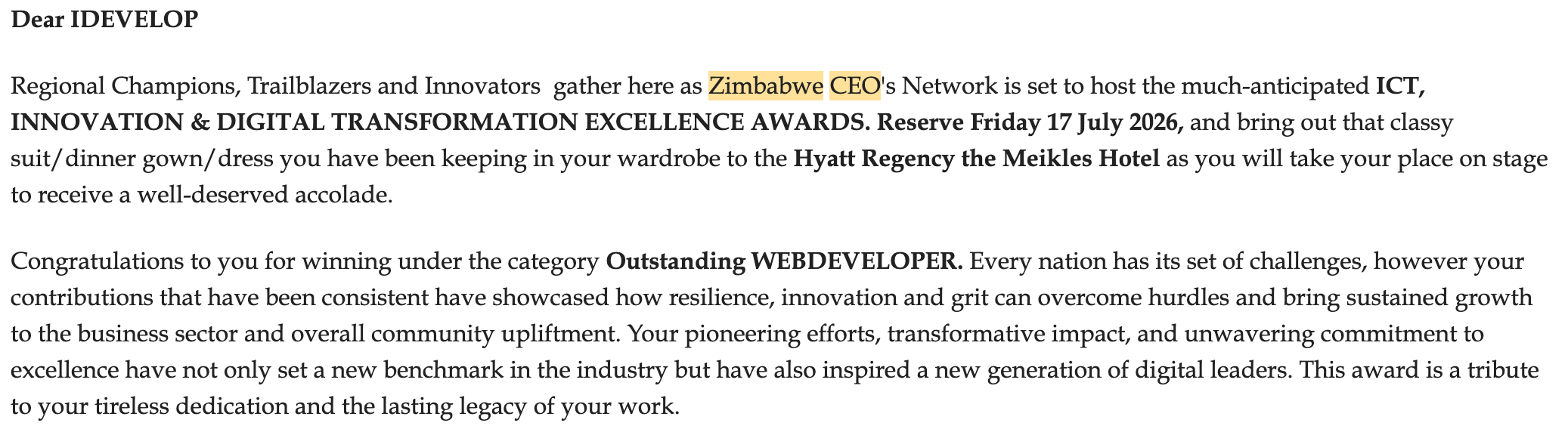 idevelop accolade